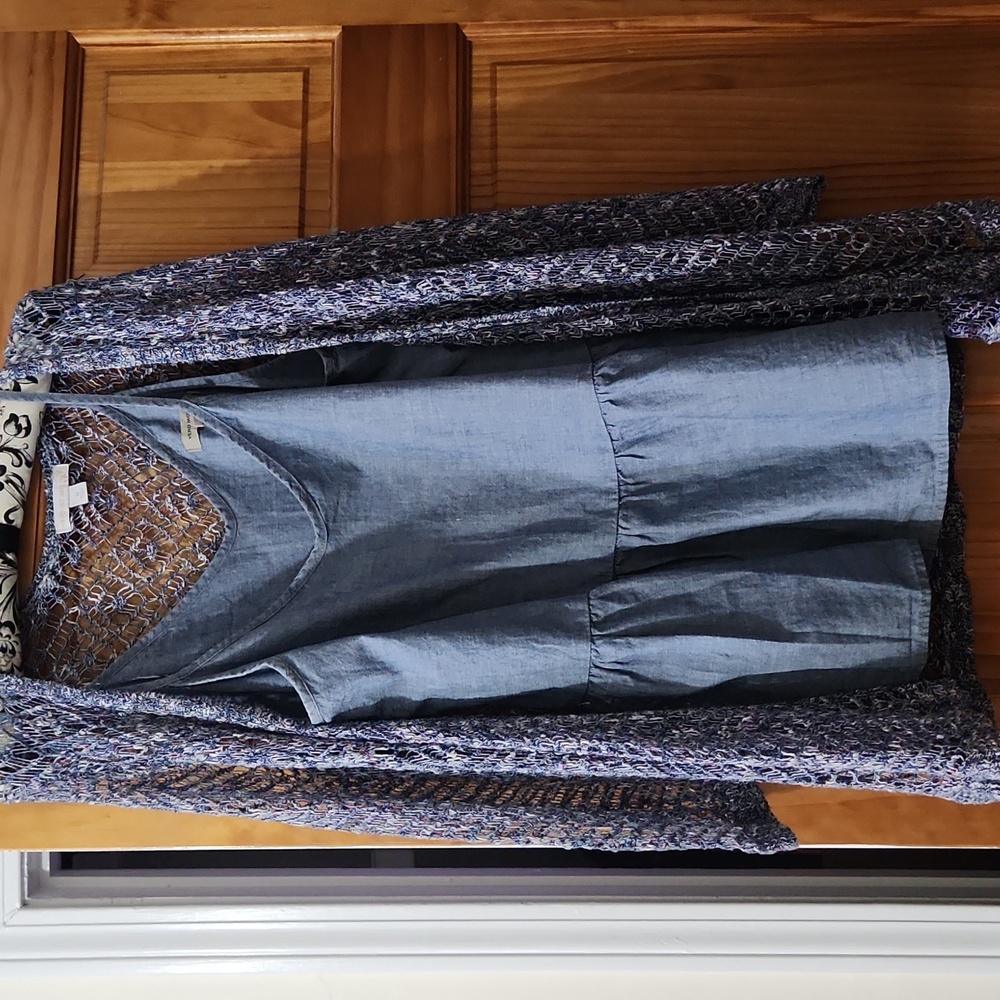 Vero Moda Size L  peplum tank and knit sweater in denim blue color...Super Cute!